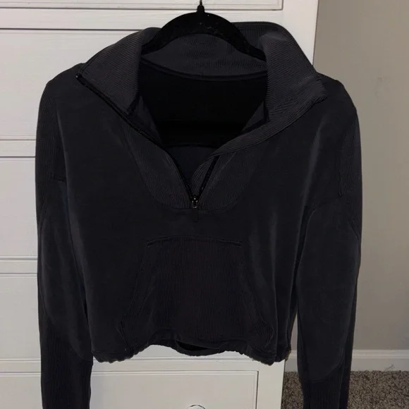 Lululemon Black Brushed Softstreme Ribbed Half Zip - Picture 4 of 12